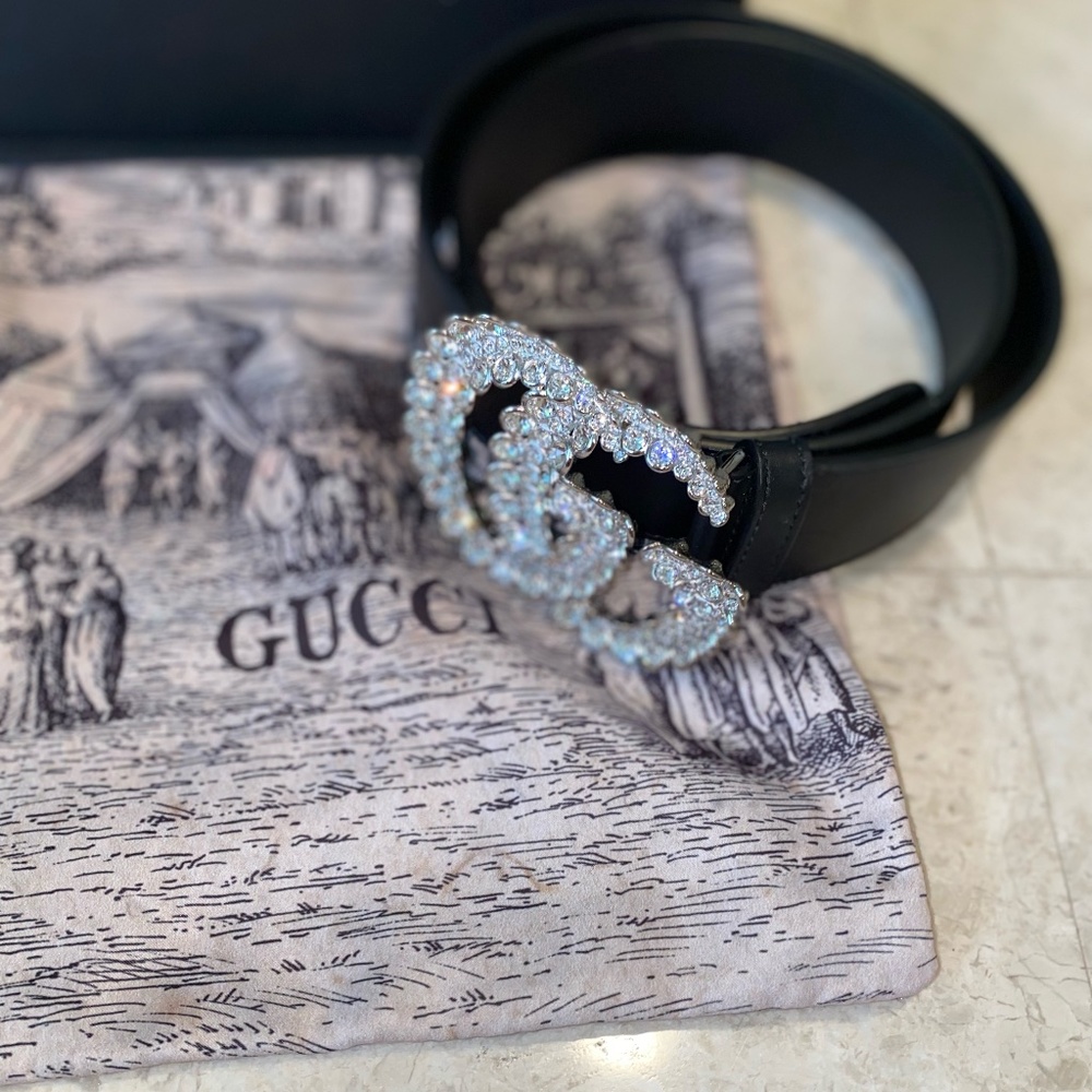 GUCCI - Rhinestone GG Belt - Size 85